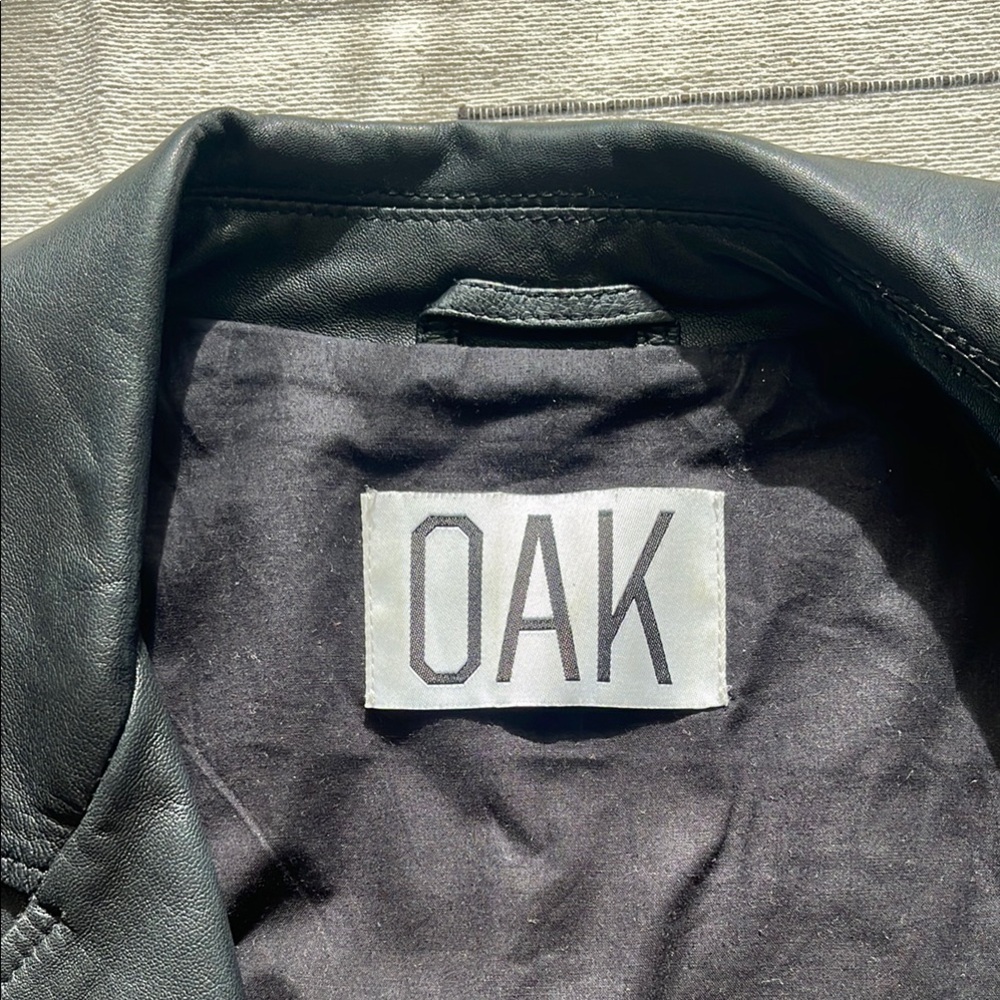 OAK NYC Black Leather Ryder Moto Jacket Size M - Picture 3 of 6
